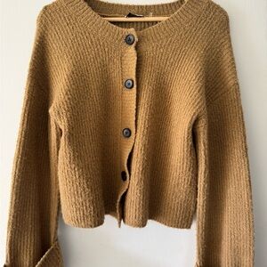 Dress Forum Brown Knit Button Down Long Sleeve Sweater, Size Medium
